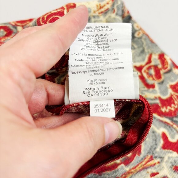 POTTERY BARN Linen Blend Floral Pillow Cover Set Of 2 20x20 Classic Traditional - Picture 14 of 16